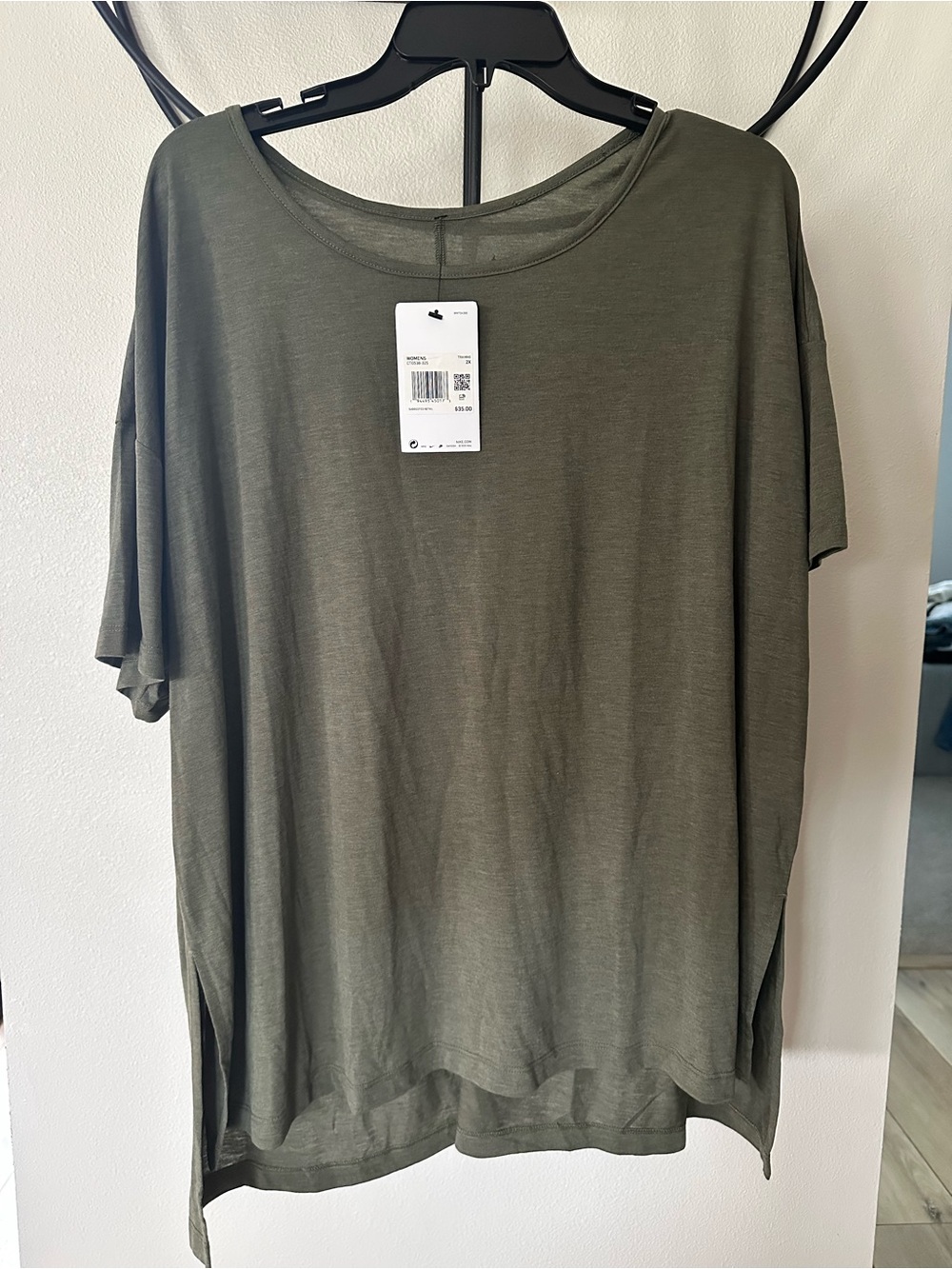 Nike Yoga Dry Fit Side Slit T Shirt Olive Green Women Plus 2X NWT